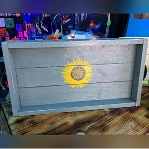 Wood Serving Tray Handcrafted Handmade Hand painted with Handles!